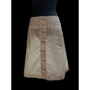 Grace Elements Skirt WOMEN SM Petite White Button Front A-Line Pockets RESORT